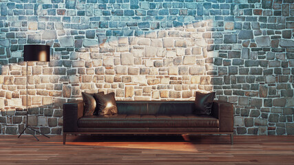 Obraz na płótnie Canvas Large luxury modern bright interiors Living room mockup illustration 3D rendering computer digitally generated image