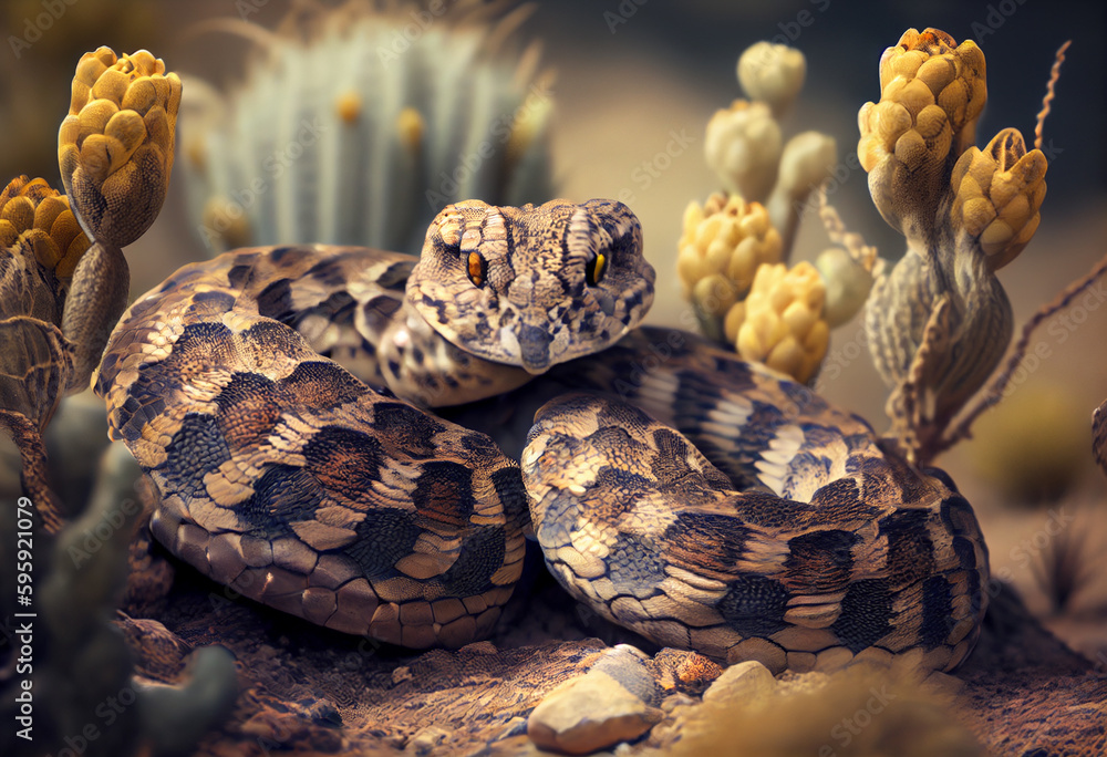 Poster close up of a python concept, contemporary colors and mood social background. Generative AI technology	 Generative AI technology.