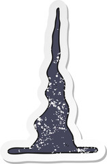 retro distressed sticker of a cartoon witchs hat