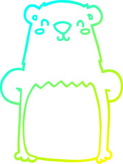 cold gradient line drawing of a cartoon bear