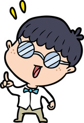cartoon clever boy with idea