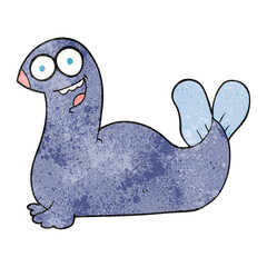 freehand textured cartoon seal