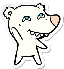 sticker of a cartoon polar bear waving