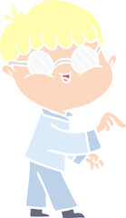 flat color style cartoon boy wearing spectacles