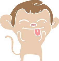 funny flat color style cartoon monkey