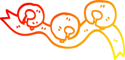 warm gradient line drawing of a cartoon jingle bells