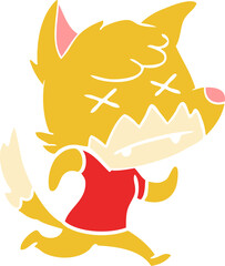 flat color style cartoon dead fox