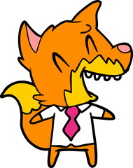 laughing fox in shirt and tie