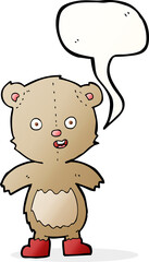 Obraz na płótnie Canvas cartoon happy teddy bear in boots with speech bubble