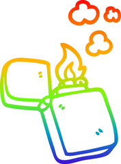 rainbow gradient line drawing of a cartoon old lighter