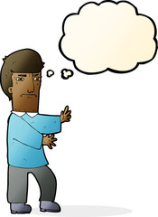cartoon grumpy man with thought bubble