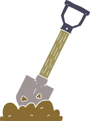 flat color style cartoon shovel