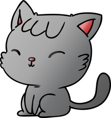 gradient cartoon illustration of cute kawaii cat