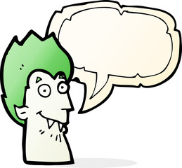 cartoon vampire head with speech bubble