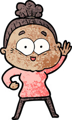 cartoon happy old woman