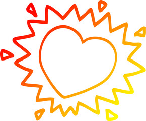 warm gradient line drawing of a cartoon flaming heart © lineartestpilot