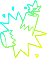 cold gradient line drawing of a cartoon dynamite