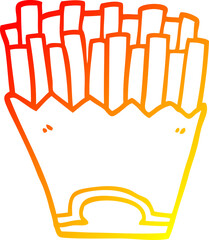 warm gradient line drawing of a cartoon french fries