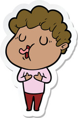 sticker of a cartoon man singing