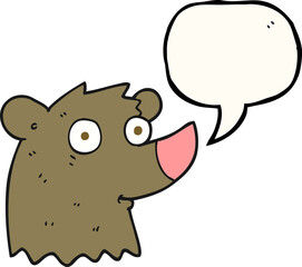 freehand drawn speech bubble cartoon bear