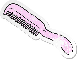 retro distressed sticker of a cartoon comb