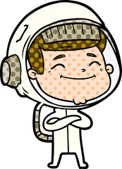 happy cartoon astronaut