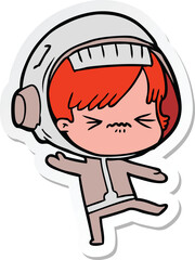 sticker of a cartoon astronaut woman