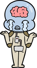 cartoon big brain alien crying