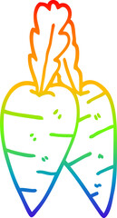 rainbow gradient line drawing of a cartoon carrots