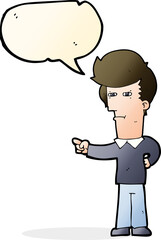 cartoon man pointing with speech bubble