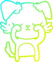cold gradient line drawing of a cute cartoon dog