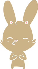 curious bunny flat color style cartoon