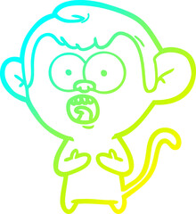 cold gradient line drawing of a cartoon shocked monkey