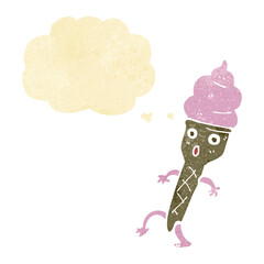 cartoon ice cream with thought bubble