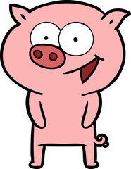 cheerful pig cartoon