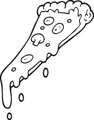 line drawing cartoon pizza slice