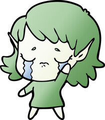 cartoon crying elf girl