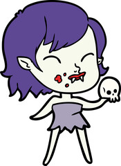 cartoon vampire girl with blood on cheek