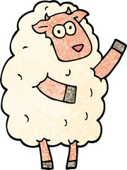 grunge textured illustration cartoon sheep