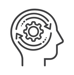 Human head with circular arrow. - icon, vector.