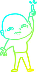 cold gradient line drawing of a nervous cartoon man asking question