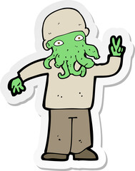 sticker of a cartoon cool alien
