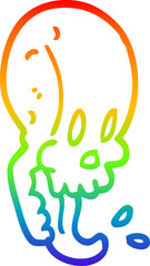 rainbow gradient line drawing of a cartoon crazy skull