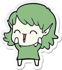 sticker of a cartoon elf girl