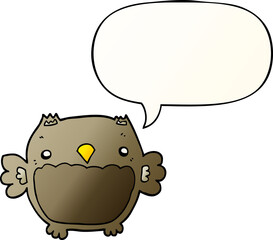 cartoon owl with speech bubble in smooth gradient style