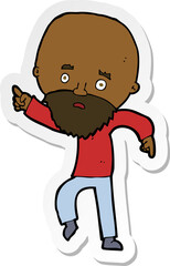 sticker of a cartoon worried old man pointing