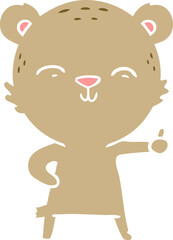 happy flat color style cartoon bear