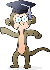 freehand drawn cartoon graduate monkey