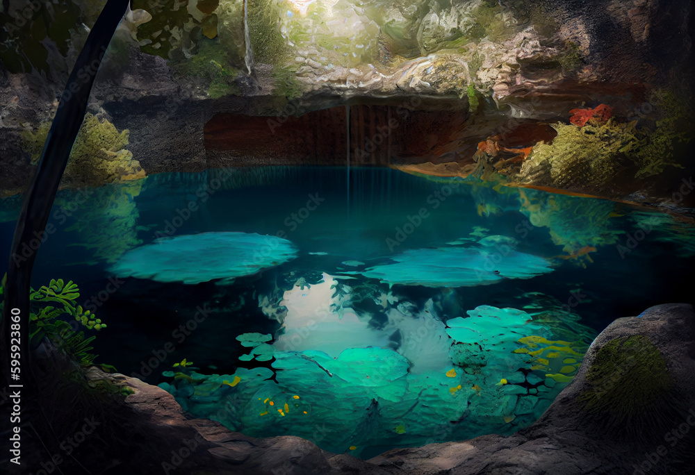 Aufkleber cave in the cave concept, contemporary colors and mood social background. generative ai technology g