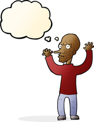 cartoon mean man with thought bubble